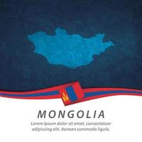 bandeira da Mongólia com mapa vetor