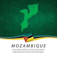 bandeira de moçambique com mapa vetor