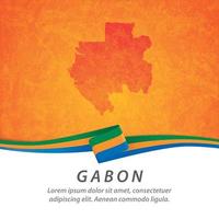 bandeira do gabão com mapa vetor