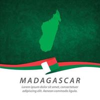 bandeira de madagascar com mapa vetor