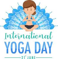banner do dia internacional de ioga com uma mulher fazendo pose de ioga vetor