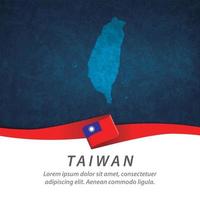 bandeira de taiwan com mapa vetor
