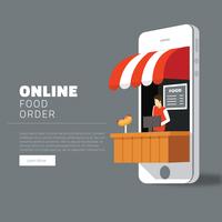Design de vetor de ordem de comida on-line
