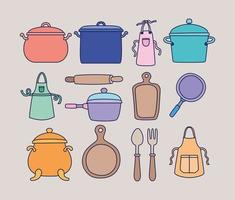 conjunto de ícones de cozinha vetor