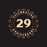 Celebração de 29 anos, cartão de felicitações pelo aniversário de 29 anos vetor