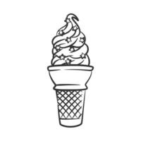 gelo creme cone linha arte esboço ilustração vetor