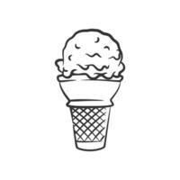 gelo creme cone linha arte esboço ilustração vetor