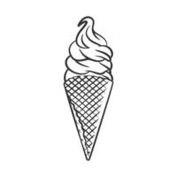 gelo creme cone linha arte esboço ilustração vetor