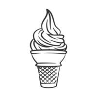 gelo creme cone linha arte esboço ilustração vetor