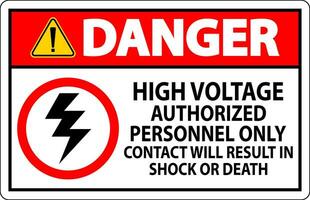 Perigo placa Alto tensão, autorizado pessoal apenas, contato vai resultado dentro choque ou morte vetor
