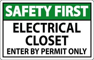 segurança primeiro placa elétrico armário de roupa - entrar de permitir só vetor