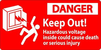 Perigo placa manter Fora perigoso Voltagem dentro, poderia causa morte ou sério prejuízo vetor