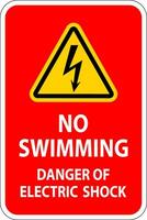 elétrico perigo placa não natação - Perigo do elétrico choque vetor