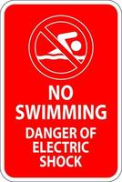 elétrico perigo placa não natação, Perigo do elétrico choque vetor