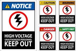 Perigo placa Alto Voltagem não autorizado pessoal manter Fora vetor