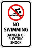 elétrico perigo placa não natação, Perigo do elétrico choque vetor
