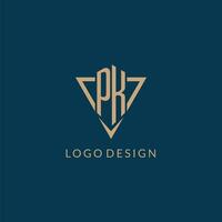 pk logotipo iniciais triângulo forma estilo, criativo logotipo Projeto vetor