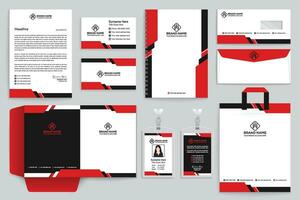 corporativo vermelho e Preto cor papelaria Projeto vetor