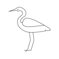 contínuo 1 linha desenhando do garça pássaro vetor ilustração