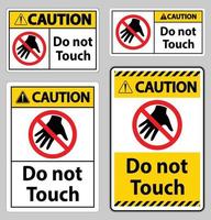 sinal de cuidado não toque e por favor não toque vetor