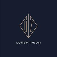 monograma uz logotipo com diamante losango estilo, luxo moderno logotipo Projeto vetor