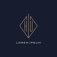 monograma hu logotipo com diamante losango estilo, luxo moderno logotipo Projeto vetor