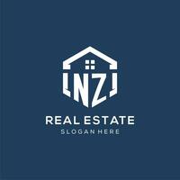 carta nz logotipo para real Estado com hexágono estilo vetor