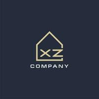 inicial carta xz real Estado logotipo com simples cobertura estilo Projeto Ideias vetor