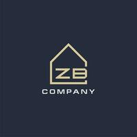 inicial carta zb real Estado logotipo com simples cobertura estilo Projeto Ideias vetor