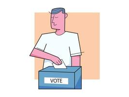 uma homem eleitor colocando votação para dentro votação caixa. democracia liberdade conceito vetor