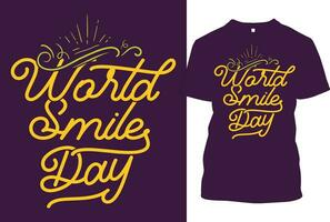 mundo sorrir dia t camisa , tipográfico sorrir t camisa. vetor