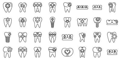 dente gemas ícones conjunto esboço vetor. Cuidado dental vetor