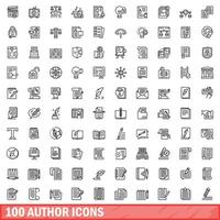 100 autor ícones definir, esboço estilo vetor