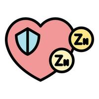 zinco saudável coração ícone vetor plano