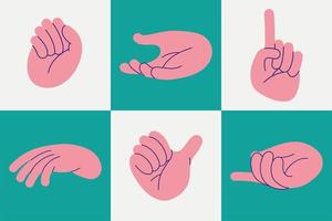 seis gestos de mãos vetor