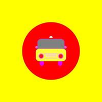 uma amarelo e vermelho ônibus ícone em uma amarelo fundo vetor