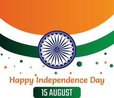 feliz independência dia 15 agosto celebração desejos bandeira Projeto vetor