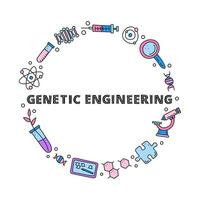 rabisco colori genético Engenharia ícones dentro círculo. vetor