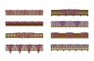 conjunto de varandas de madeira. vetor