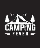 acampamento febre feliz campista logotipo camiseta vetor
