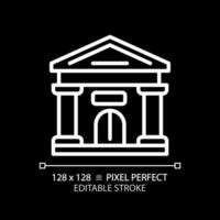 2d pixel perfeito editável branco parlamento construção ícone, isolado vetor, fino linha ilustração. vetor