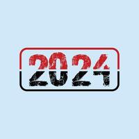 2024 vetor mão desenhado tinta Projeto para feliz Novo ano poster. minimalista vertical composição oriental estilo gráfico 2024 números.