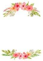 floral modelo com vermelho e laranja flores mão desenhado aguarela ilustração com botânico composições em branco fundo. vertical pano de fundo para cumprimento cartões ou Casamento convites vetor