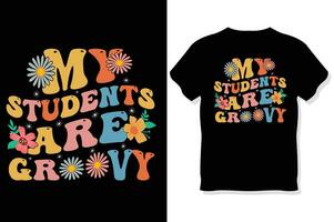 meu alunos estão moderno, retrô ondulado professor t camisa ,professores dia t camisa vetor