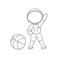 astronauta é obtendo pronto para jogar basquetebol para coloração vetor