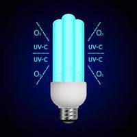lâmpada luminosa azul com raios ultravioleta luz ultravioleta esterilização de ar e superfícies lâmpada bactericida esterilizador ultravioleta desinfecção de instalações vetor
