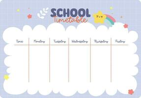 plano Projeto vetor fofa colorida escola calendário cronograma imprimível