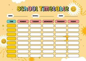 plano Projeto vetor fofa colorida escola calendário cronograma imprimível
