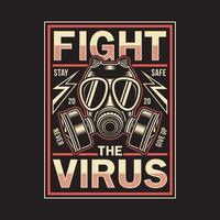 camiseta gráfica vintage Fight Corona Virus em preto vetor