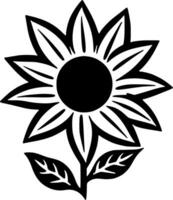 flor - Preto e branco isolado ícone - vetor ilustração